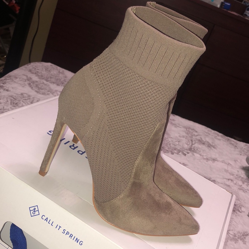 Taupe heel booties